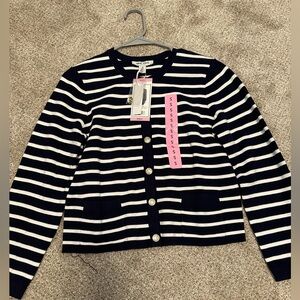 Nine West Navy and White Striped Sweater